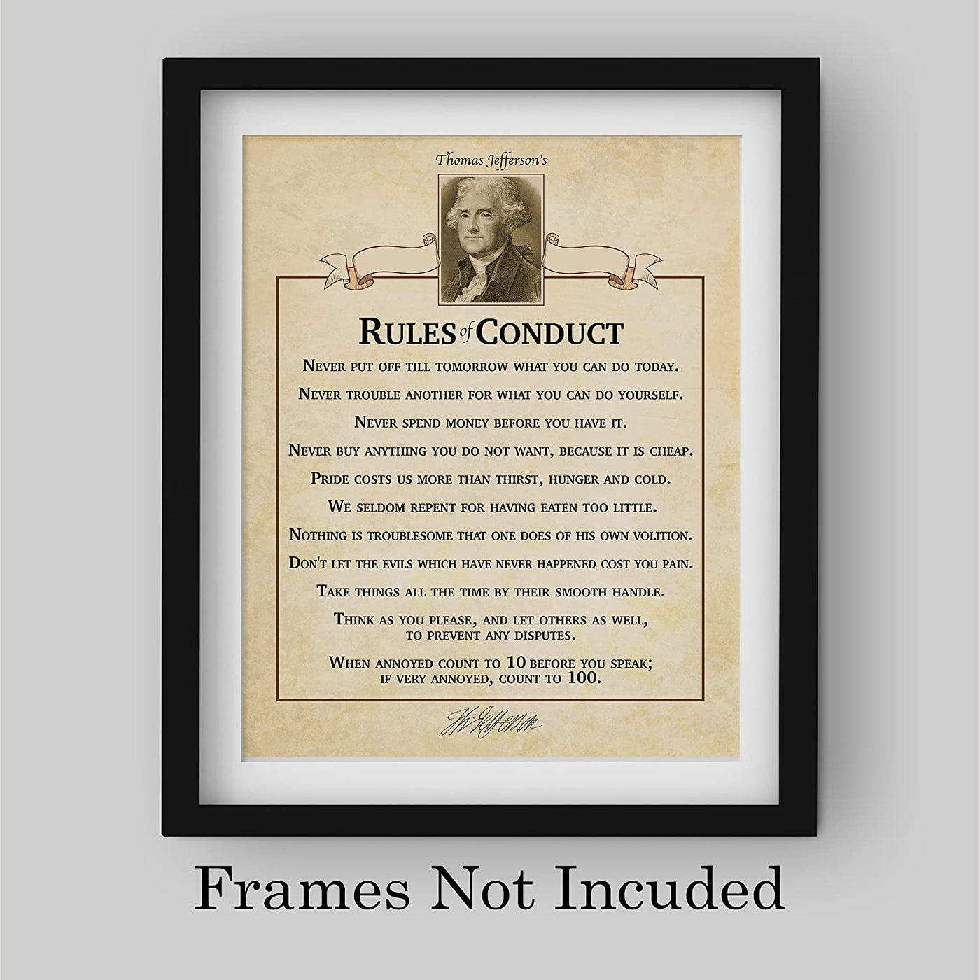 "Thomas Jefferson's Rules of Conduct"-Inspirational Wall Art Sign- 8 x 10"