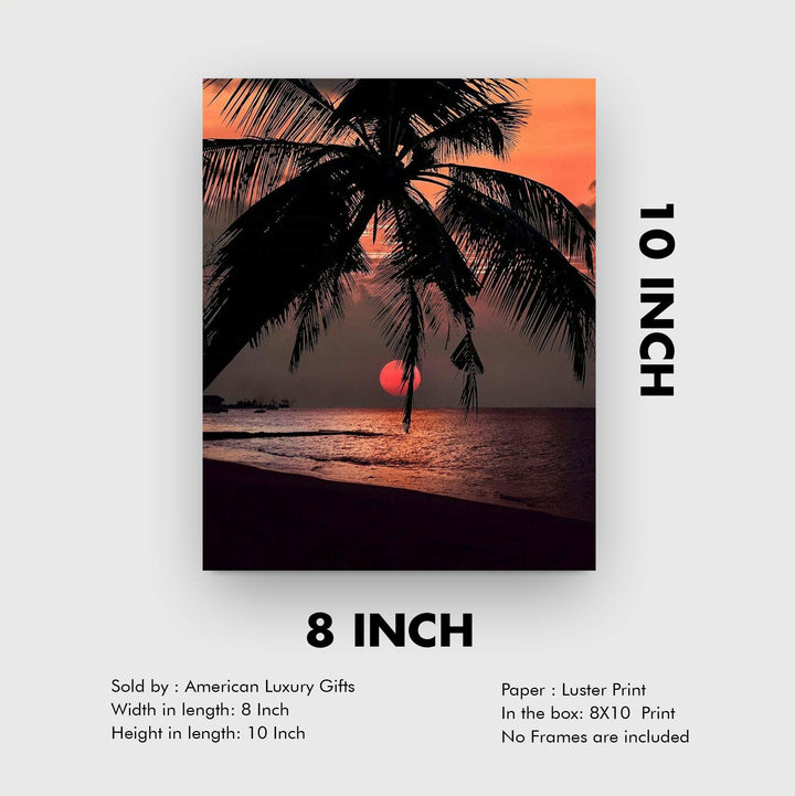 Orange Sunset Palm Trees- 8 x 10&