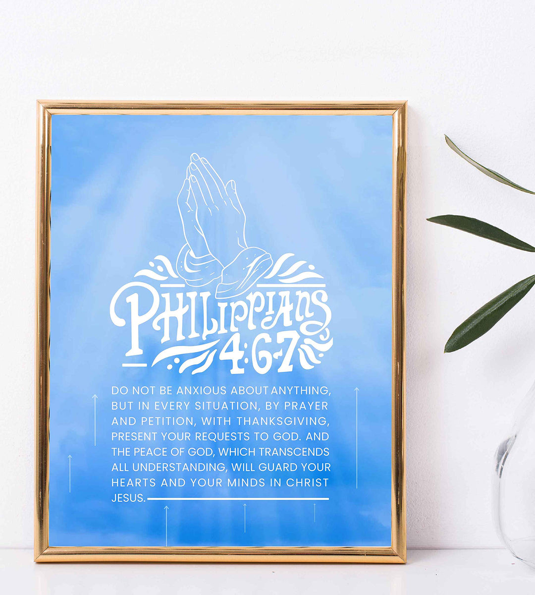 Philippians 4:6-7-"Do Not Be Anxious-Present Your Requests to God"-Bible Verse Wall Art-8 x 10" Scripture Poster Print-Ready To Frame. Christian Home-Office-Church D?cor. Great Reminder to Pray!