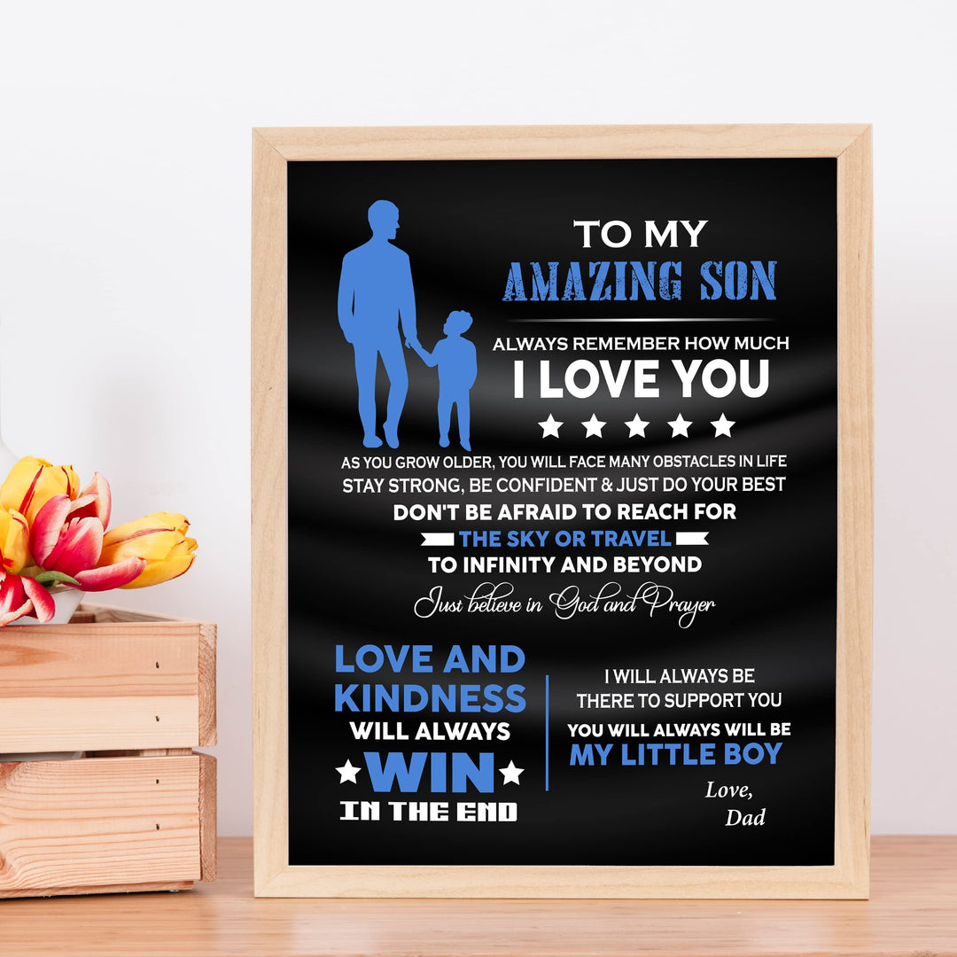 To My Amazing Son -Always Remember I Love You Inspirational Family Wall Art Sign -11x14" Typographic Poster Print -Ready to Frame. Loving Message for Any Son. Great Birthday-Graduation-Wedding Gift!