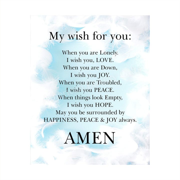 My Wish For You-Happiness, Peace &amp; Joy Always Christian Prayer Wall Art-8 x 10" Typographic Poster Print-Ready to Frame. Inspirational Home-Office-Church Decor. Great Positive Gift of Love &amp; Hope!
