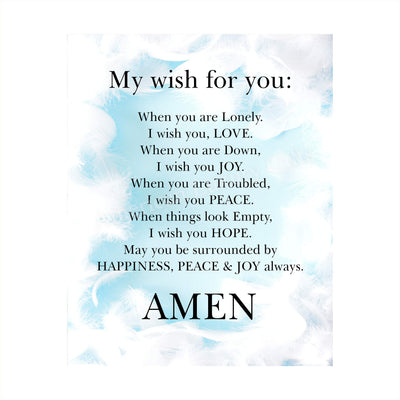 My Wish For You-Happiness, Peace & Joy Always Christian Prayer Wall Art-8 x 10" Typographic Poster Print-Ready to Frame. Inspirational Home-Office-Church Decor. Great Positive Gift of Love & Hope!