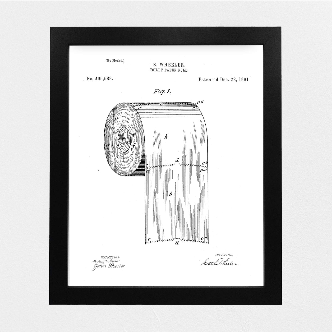 Toilet Paper Roll -Design Patent Wall Decor Art -8 x 10" Vintage Bathroom Wall Art Print-Ready to Frame. Retro Bathroom Sign for Home-Office-Guest House Decor. Perfect Housewarming Gift!