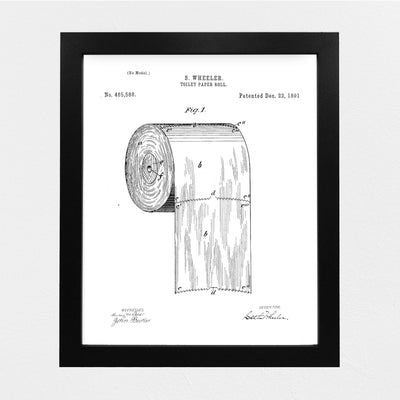 Toilet Paper Roll -Design Patent Wall Decor Art -8 x 10" Vintage Bathroom Wall Art Print-Ready to Frame. Retro Bathroom Sign for Home-Office-Guest House Decor. Perfect Housewarming Gift!