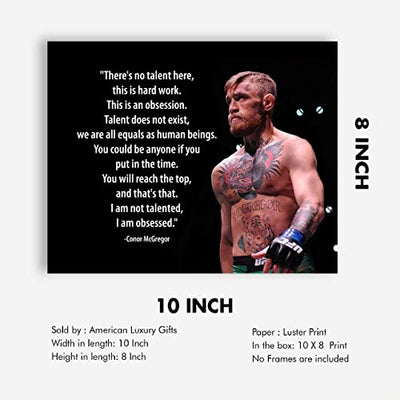 Conor McGregor Quotes Wall Art-"No Talent Here-This Is An Obsession"-10x8"