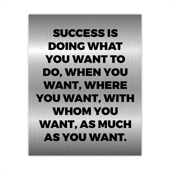Success Is Doing What You Want Motivational Wall Sign -8 x 10" Modern Typographic Art Print-Ready to Frame. Inspirational Home-Office-Work-Gym Decor. Perfect Desk &amp; Cubicle Sign for Motivation!