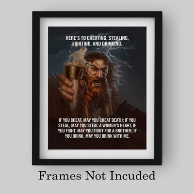 If You Drink, May You Drink With Me Funny Viking Sign -8 x 10" Rustic, Old World Wall Art Print-Ready to Frame. Nordic Drinking Sign for Home-Office-Bar-Man Cave-Pub Decor. Makes a Great Gift!