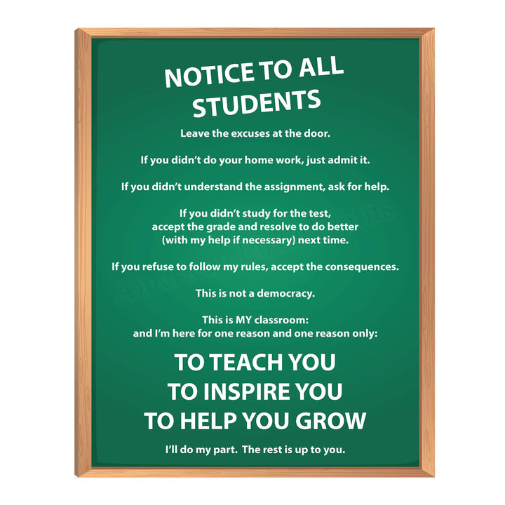 NOTICE TO ALL STUDENTS-Teacher&