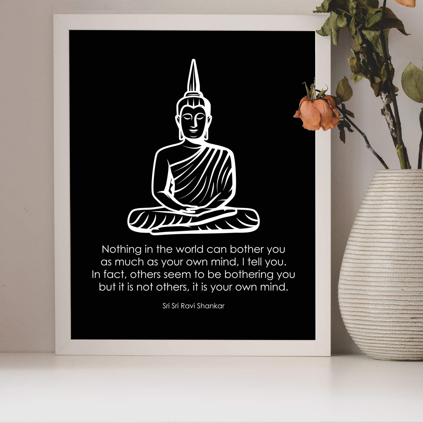 Nothing Can Bother You As Much As Your Own Mind- Inspirational Quotes Wall Art- 8 x 10" Spiritual Poster Print with Buddha Image-Ready to Frame. Home-Office-Studio-Spa Decor. Perfect Zen Gift!