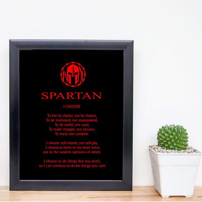 "Spartan Code Affirmations- I Choose."- Motivational Quotes Wall Art-8 x 10"