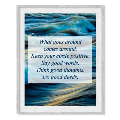 Think Good Thoughts-Do Good Deeds-Inspirational Quotes Wall Art -10 x 8" Typographic Ocean Wave Print -Ready to Frame. Motivational Home-Office-School-Beach House Decor. Great Reminder to Be Kind!