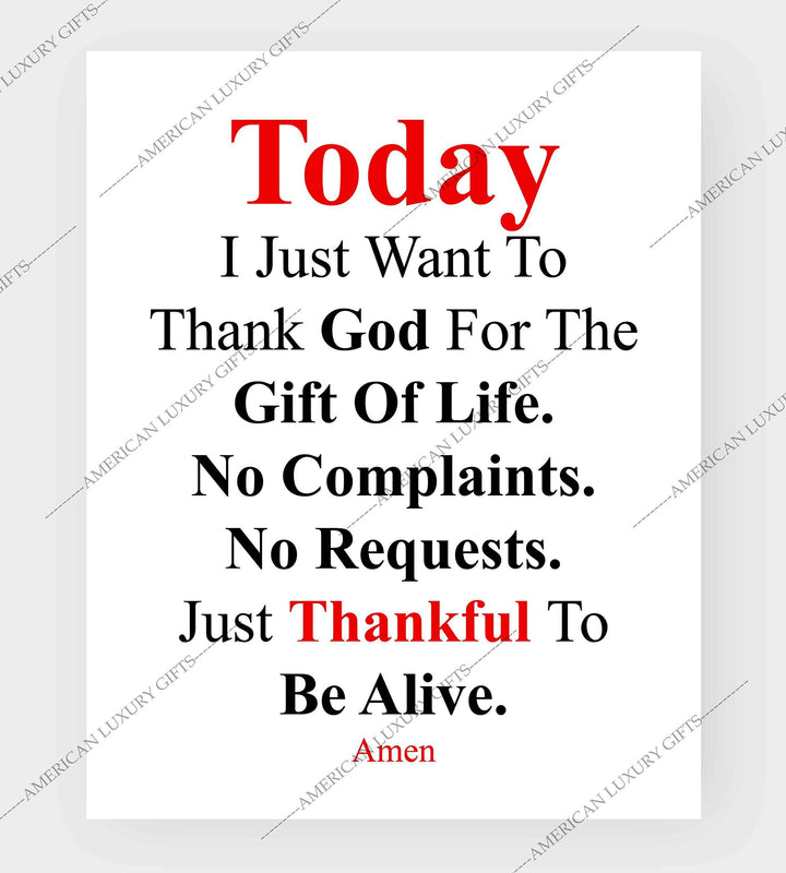 Today I Just Want To Thank God Prayer Wall Art Sign -8 x 10" Modern Typographic Poster Print-Ready to Frame. Inspirational Decor for Home-Office-Church. Perfect Christian Gift! Give Thanks to God!