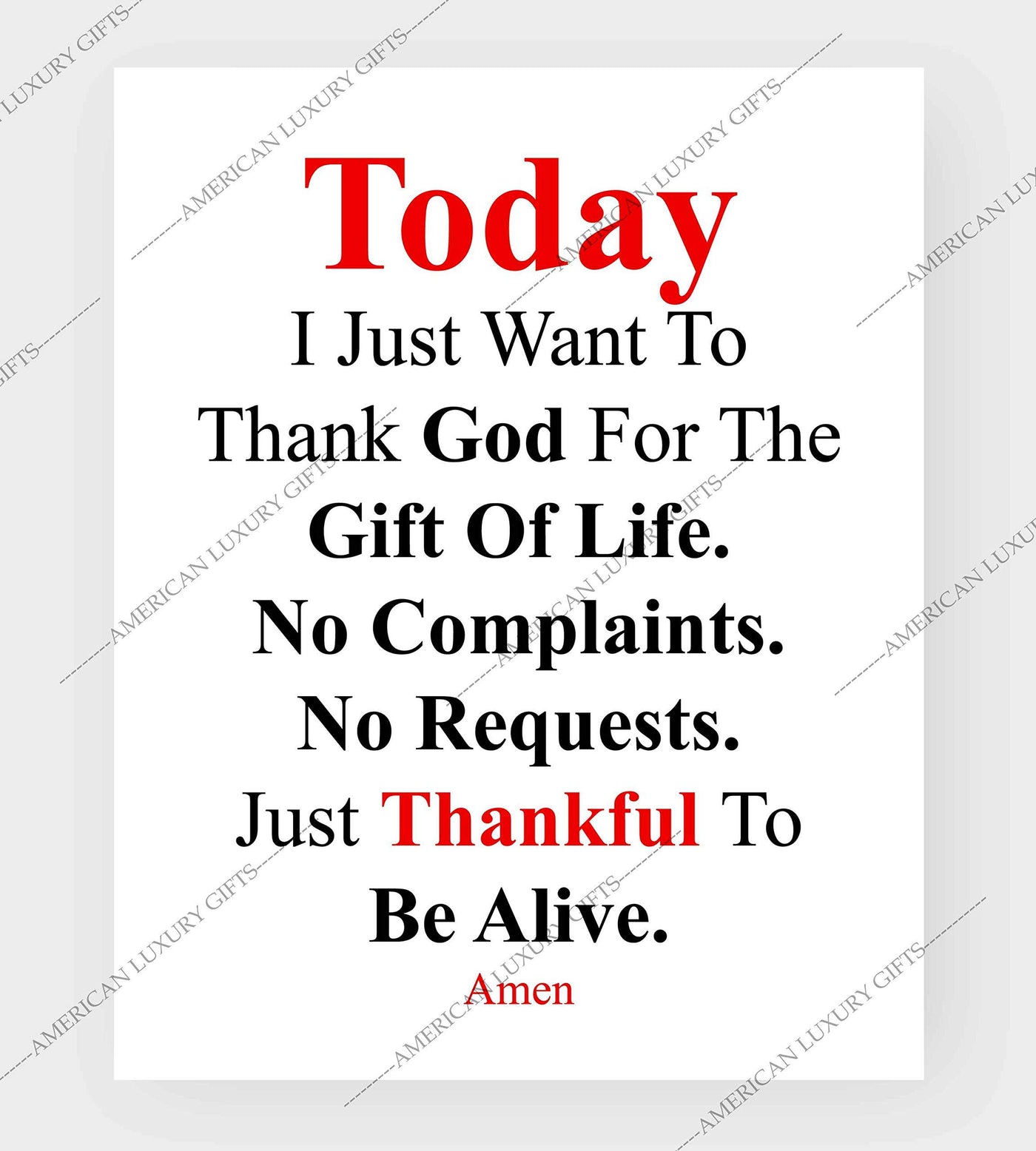 Today I Just Want To Thank God Prayer Wall Art Sign -8 x 10" Modern Typographic Poster Print-Ready to Frame. Inspirational Decor for Home-Office-Church. Perfect Christian Gift! Give Thanks to God!