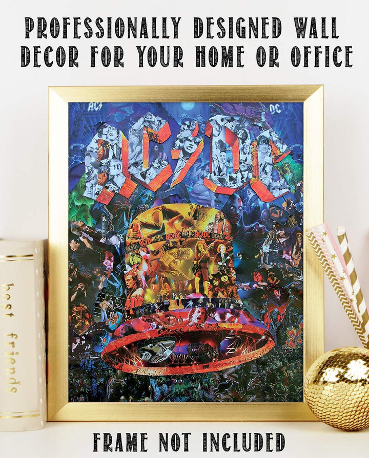 AC DC-"BELL" Music Poster Print- Collage Picture Collection- 8 x 10 Wall Print- Ready To Frame- Famous Rock Band Pictures Poster. Home-Studio-Bar-Dorm-Man Cave Decor. Perfect Gift For All AC/DC Fans.