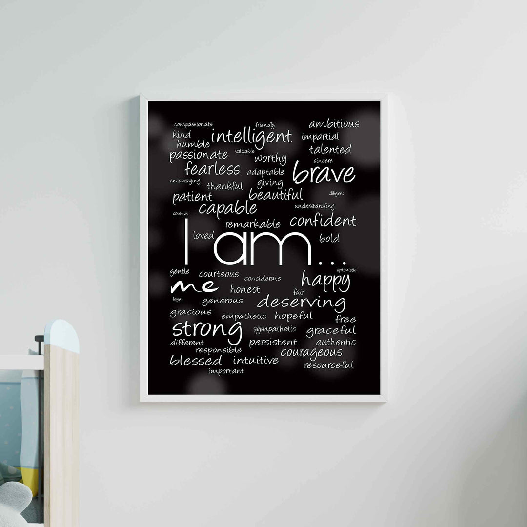 I Am Me- Inspirational Wall Art Sign -11 x 14" Modern Typographic Word Art Print-Ready to Frame. Ideal for Home-Office-Studio-School Decor. Perfect Gift to Inspire Self-Esteem. Great for Teens!