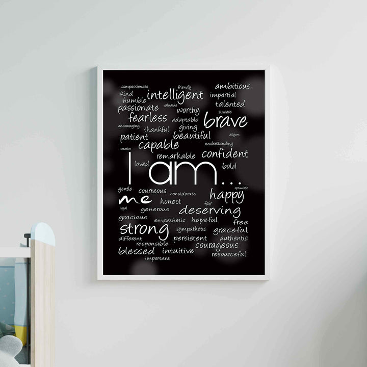 I Am Me- Inspirational Wall Art Sign -11 x 14" Modern Typographic Word Art Print-Ready to Frame. Ideal for Home-Office-Studio-School Decor. Perfect Gift to Inspire Self-Esteem. Great for Teens!