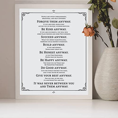 Mother Teresa"Anyway" Quotes Wall Art- “Do It Anyway”- 8 x 10"