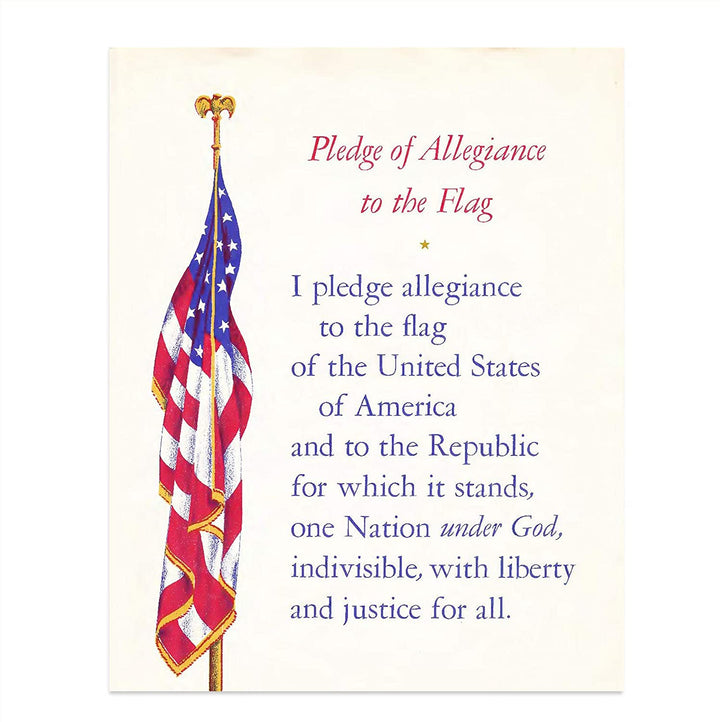 "The Pledge of Allegiance with USA Flag"- 8 x 10"