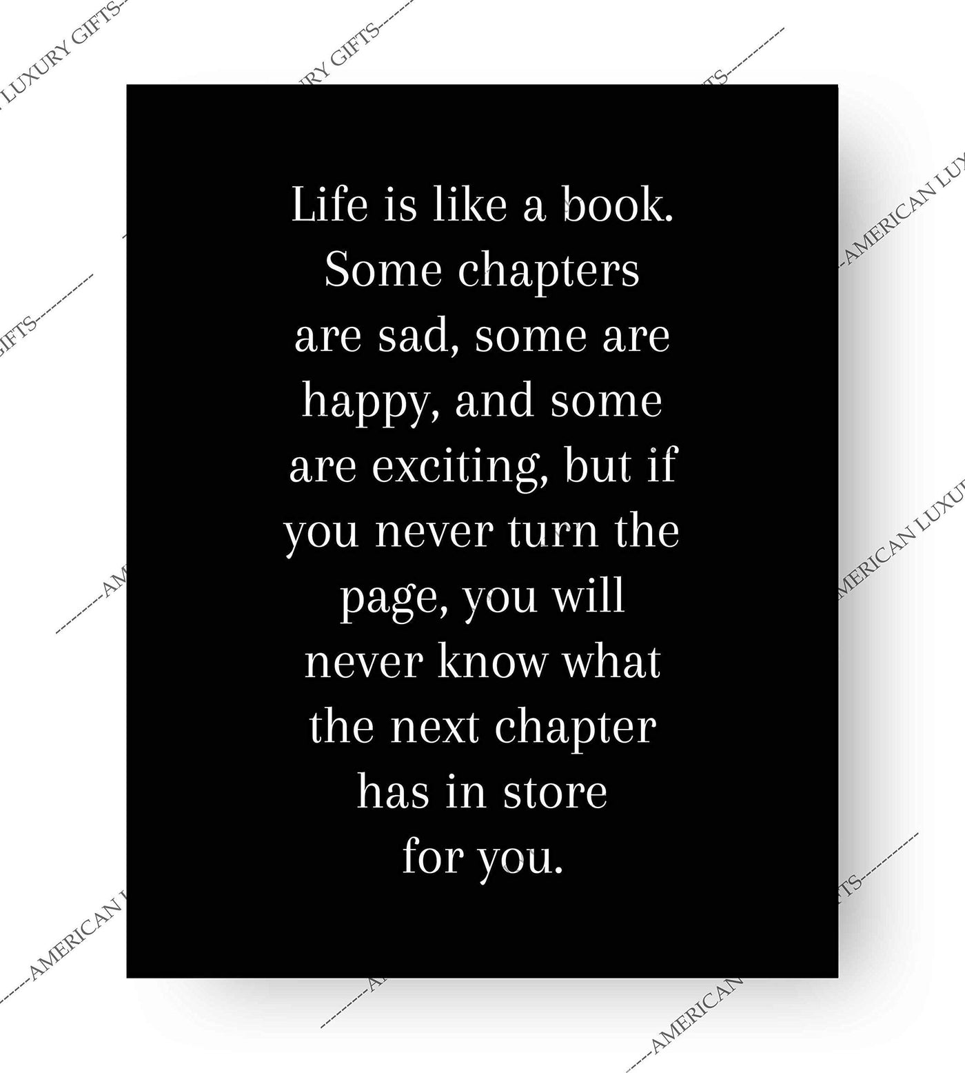 Life Is Like A Book Inspirational Wall Art Sign -8 x 10" Modern Typographic Poster Print-Ready to Frame. Positive Home-Office-School-Library Decor. Great Motivational Advice for All-Turn the Page!