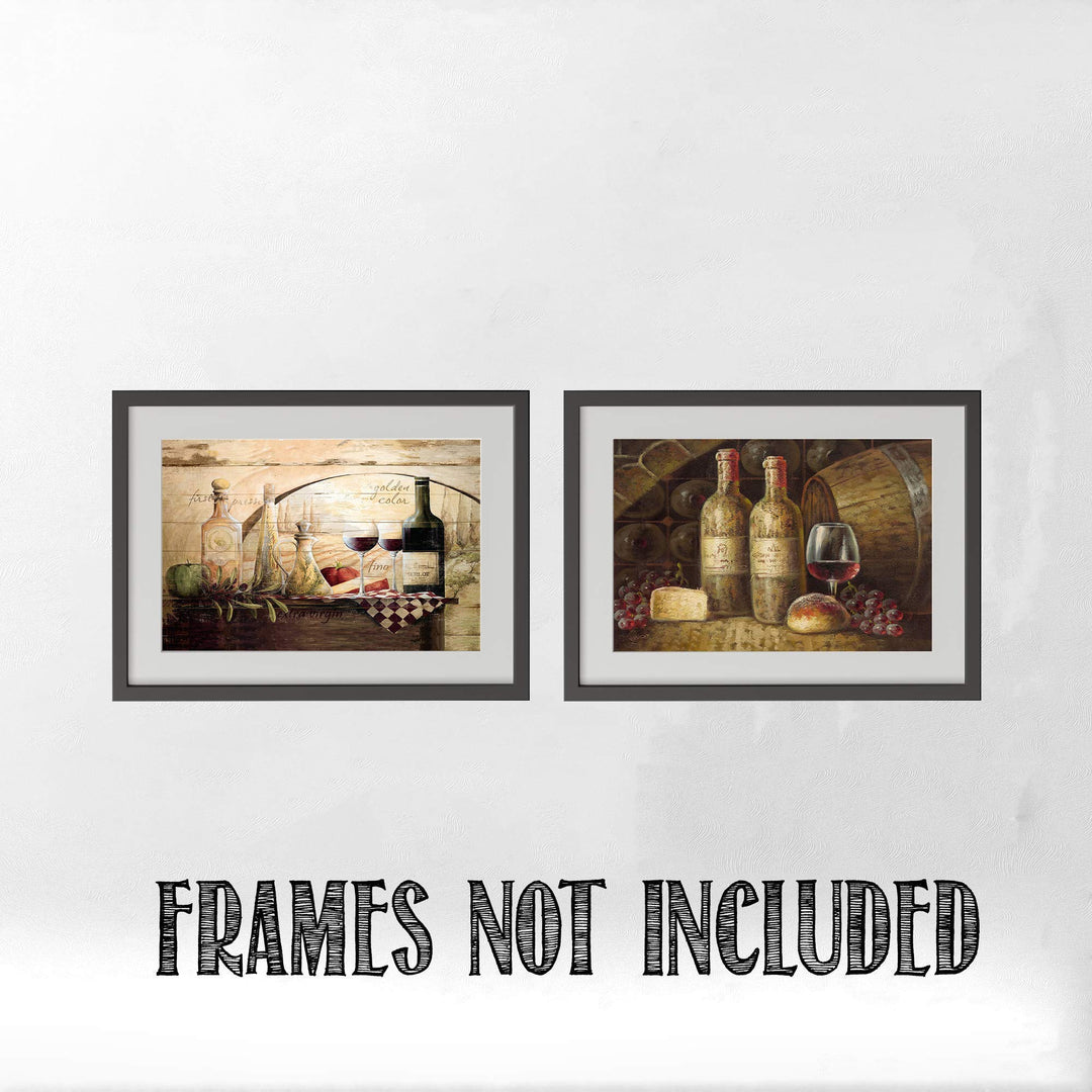 Dinner is Served With Wine Pairing (2)- 8 x 10"s Wall Art Prints- Ready to Frame. Home D?cor, Wine Decor &amp; Kitchen Wall Decor. Perfect For Wine Lovers &amp; Dining Room Decor. Show Your Good Taste!