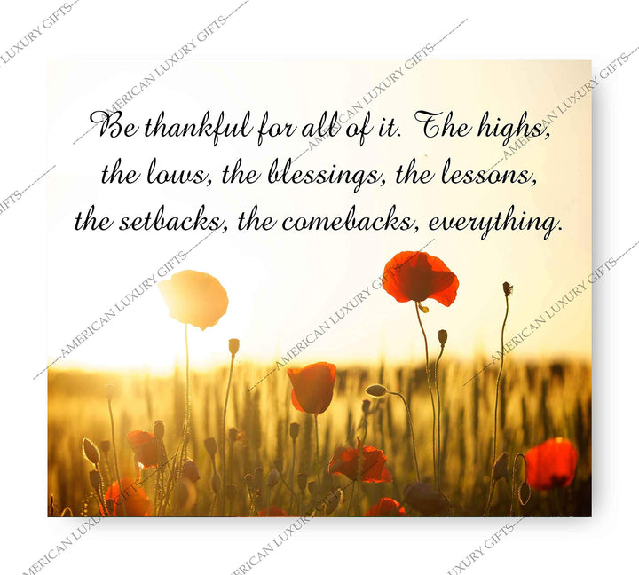 Be Thankful For It All Inspirational Quotes Wall Art -10 x 8" Floral Meadow Poster Print-Ready to Frame. Modern Typographic Design. Home-Office-School-Farmhouse Decor. Great Reminder for Gratitude!