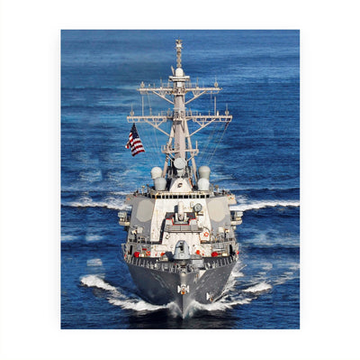 Arleigh Burke Class Destroyer - Naval Ship Wall Art - 8 x 10" Blue US Navy Ship Picture Print -Ready To Frame. American Military Decor Poster Print for Home-Office-Garage-Bar-Man Cave Decor.