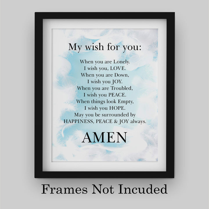 My Wish For You-Happiness, Peace &amp; Joy Always Christian Prayer Wall Art-8 x 10" Typographic Poster Print-Ready to Frame. Inspirational Home-Office-Church Decor. Great Positive Gift of Love &amp; Hope!