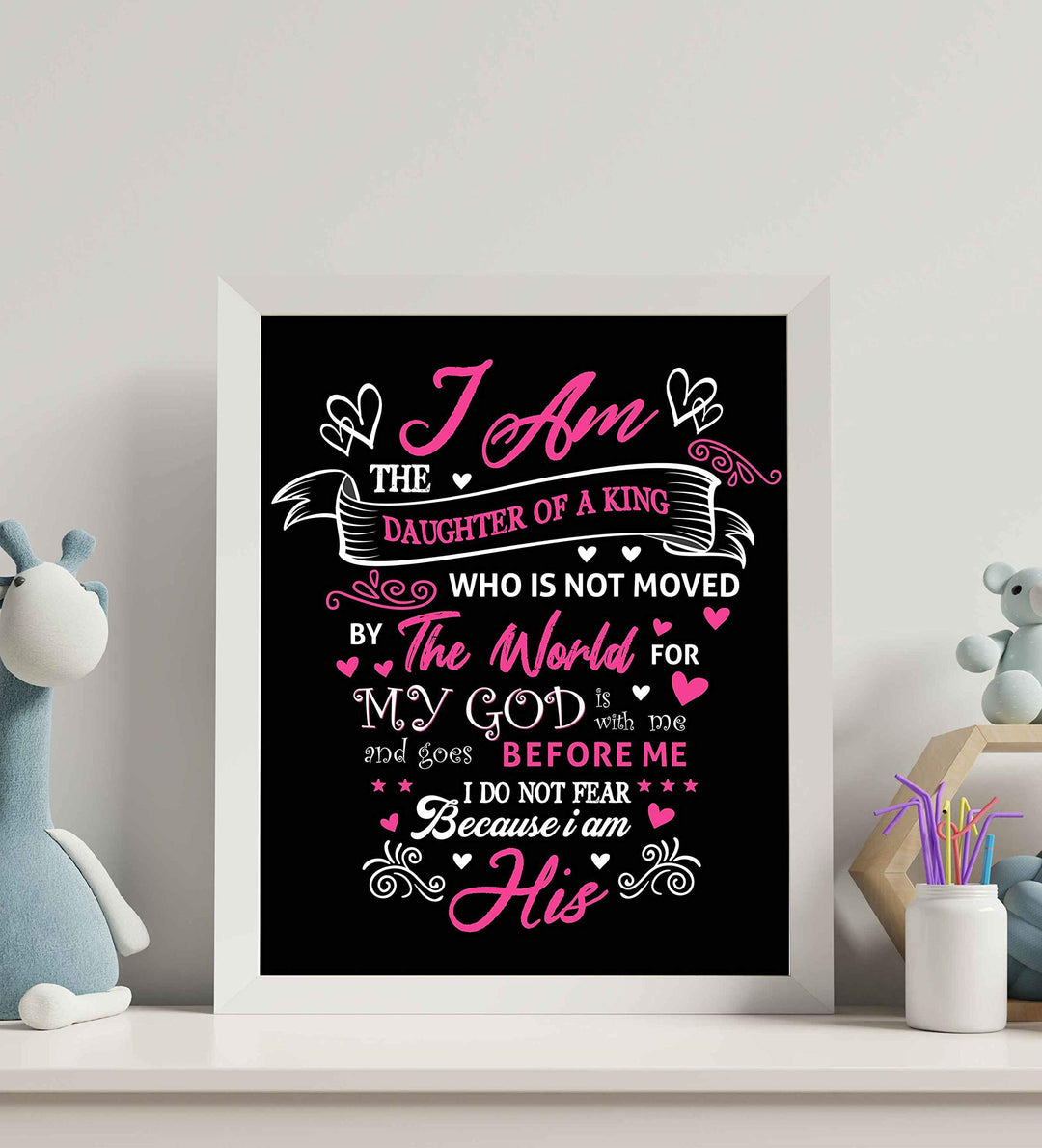 I Am the Daughter of a King-Spiritual Wall Art-8 x 10" Modern Christian Poster Print-Ready to Frame. Inspirational Home-Office-Church-Dorm D?cor. Great Gift of Inspiration! Perfect for Teen Girls!