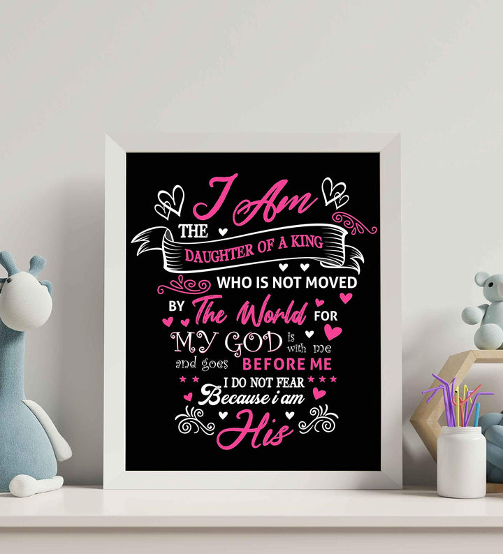 I Am the Daughter of a King-Spiritual Wall Art-8 x 10" Modern Christian Poster Print-Ready to Frame. Inspirational Home-Office-Church-Dorm D?cor. Great Gift of Inspiration! Perfect for Teen Girls!
