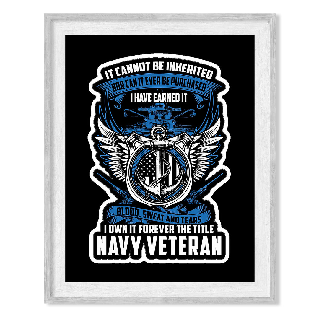 Navy Veteran-Own the Title Forever-American Flag Military Logo Wall Art -8 x 10" Patriotic US Navy Veterans Print -Ready to Frame. Home-Office-Garage-Shop-Man Cave Decor. Great Gift for Veterans!