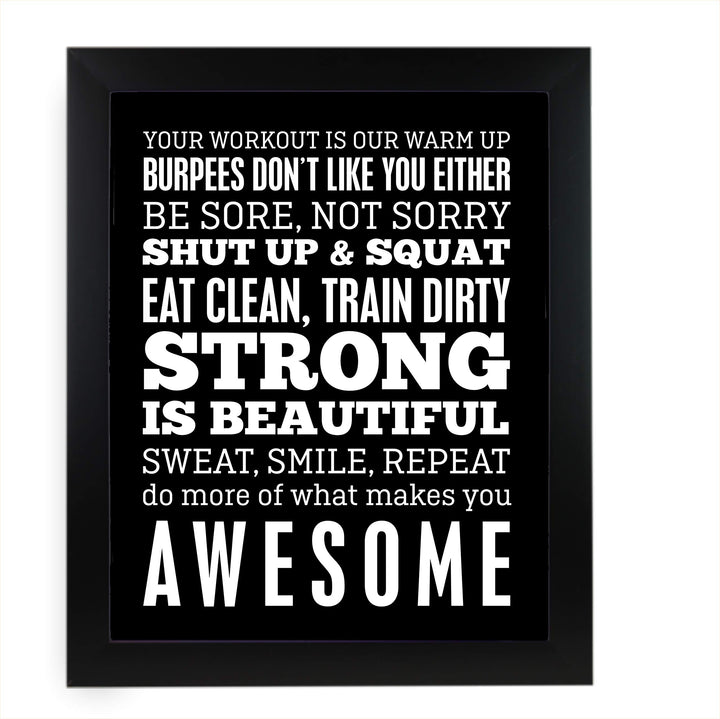 Be Sore, Not Sorry-Sweat, Smile, Repeat-11 x 14" Motivational Exercise Poster Print. Funny Typographic Wall Art Sign- Ready to Frame. Home-Office-Gym-Garage Decor. Great Novelty Gift of Motivation!