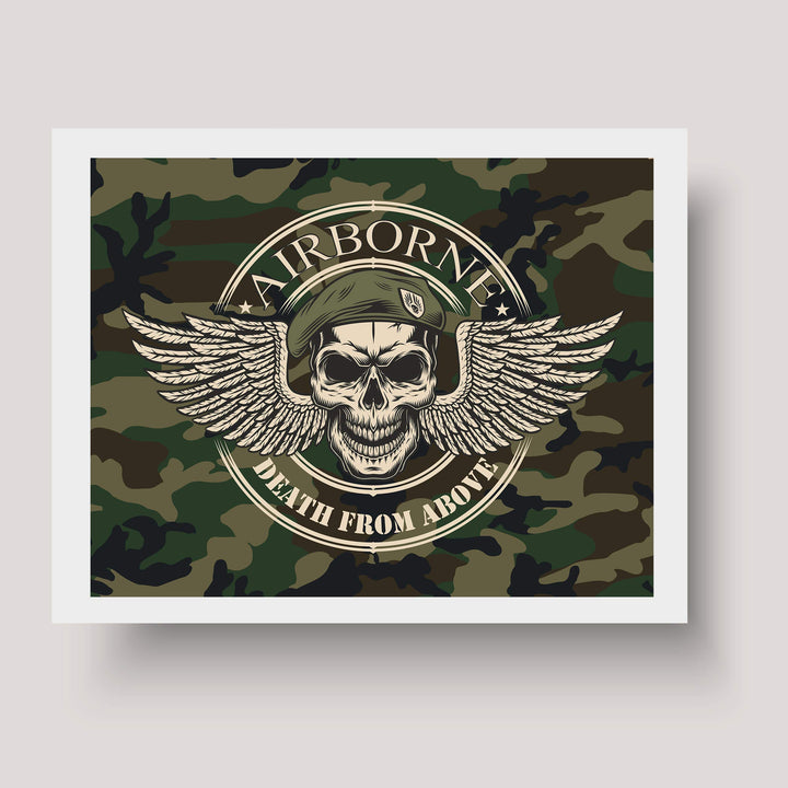 United States Army Airborne Logo"Death From Above"-10x8"-USA Military Wall Art Print-Ready to Frame. Patriotic Home-Office-School Decor. Great Gift for Soldiers-Veterans. Display Your Pride-Go Army!