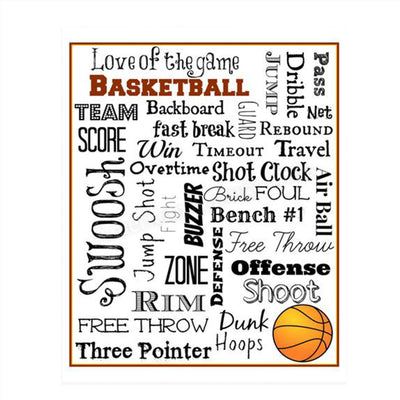 Basketball Fundamentals Word Art-8 x 10"-Poster Print- Ready To Frame. Motivational Wall Art with Key"Game Talk". Sports Home Decor-Bedroom Decor. Great for Locker Room-Gym-Man Cave. Love of The Game