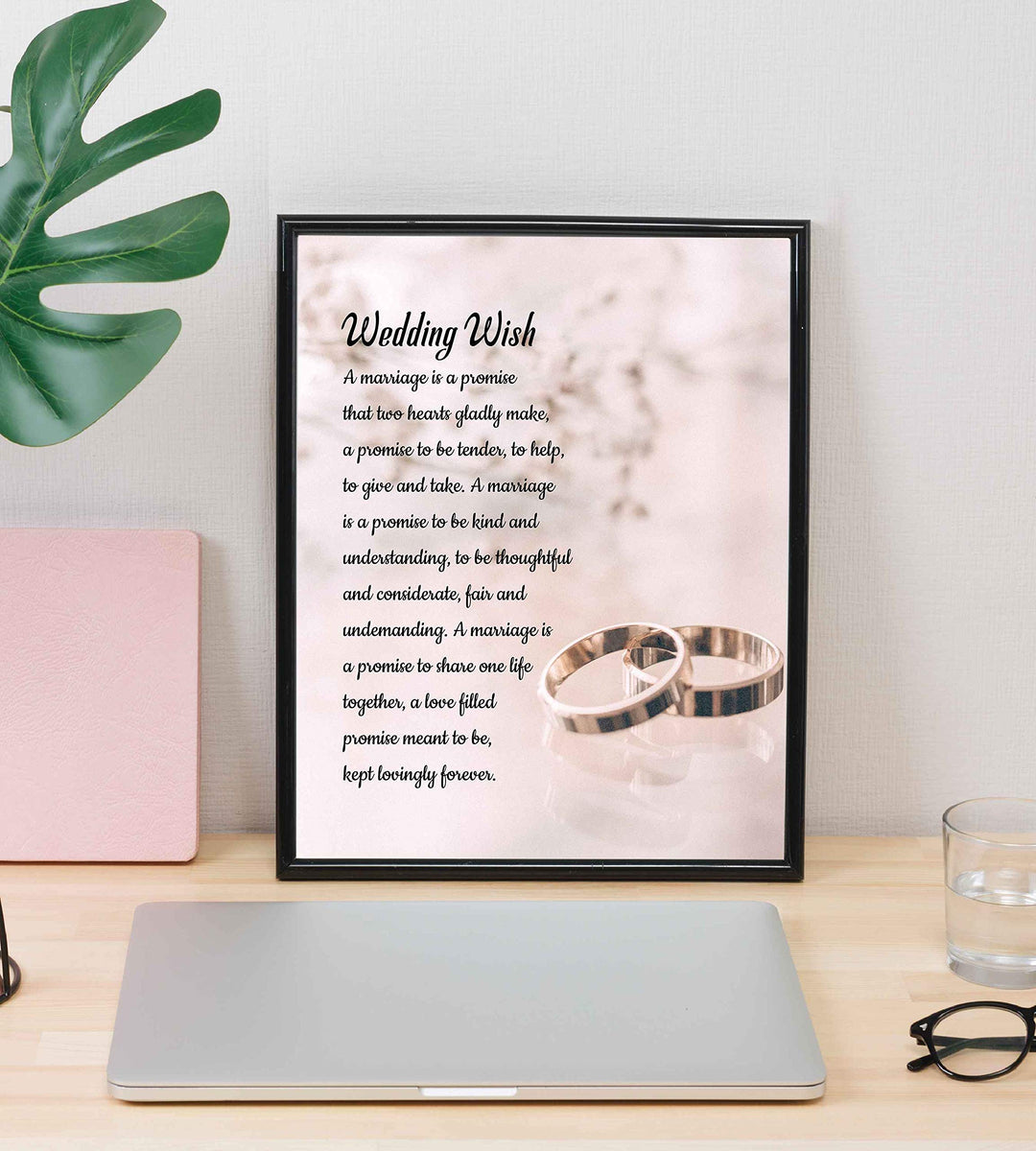 Wedding Wish-Love &amp; Marriage Poem-8 x 10" Inspirational Wall Art Print w/Ring Images-Ready to Frame. Sentimental Poetry for Home-Office-Boutique Decor. Great Engagement-Bridal Shower-Wedding Gift!