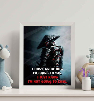 Not Going to Lose- Motivational Quotes Wall Art Sign- 8 x 10" -Fierce Inspirational Poster Print w/Warrior Image-Ready to Frame. Perfect Home-Gym-Office-Game Room-Cave Decor. Great Gift for Gamers!