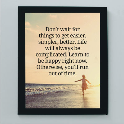 Don't Wait for Easier Motivational Beach Wall Art Decor -8 x 10" Inspirational Ocean Sunset Print -Ready to Frame. Home-Office-Cabin-School & Coastal Themed Decor. Great Gift of Motivation!