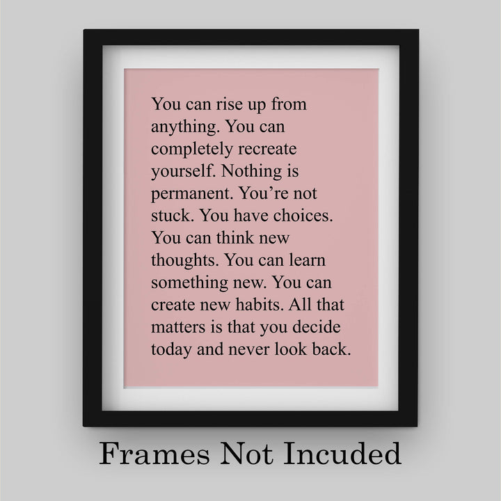 You Can Rise Up From Anything Motivational Quotes Wall Art -8 x 10" Modern Typographic Poster Print-Ready to Frame. Inspirational Home Office Dorm Decor. Perfect Sign for Classroom Motivation!
