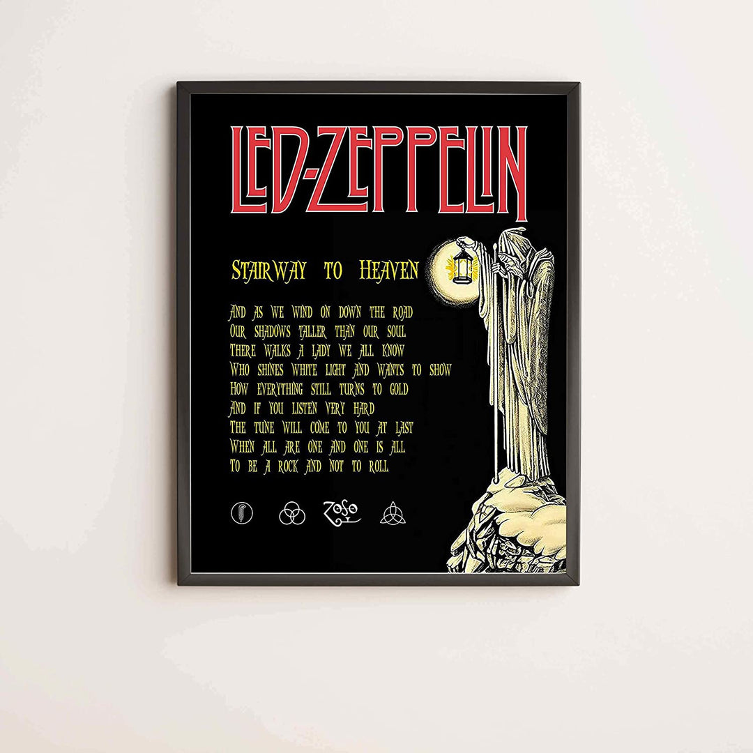 Led Zeppelin Band-"Stairway To Heaven" Song Lyrics Wall Art- 11 x 14"