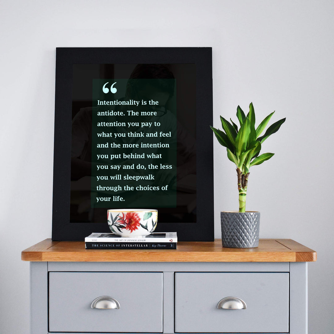 Intentionality Is the Antidote Motivational Quotes Wall Art Sign -8 x 10" Modern Typographic Poster Print-Ready to Frame. Inspirational Decor for Home-Office-Desk-School-Dorm. Great for Motivation!