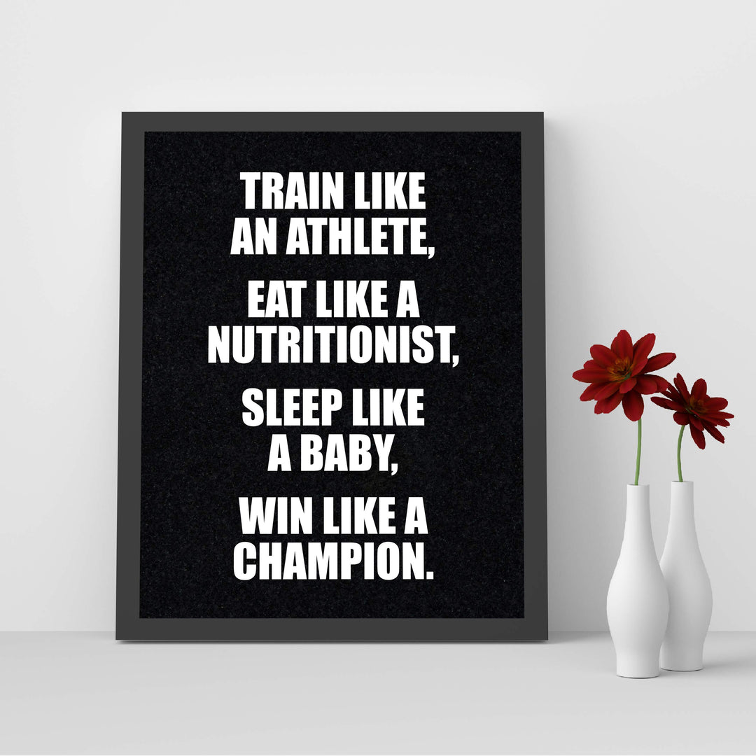 ?Win Like A Champion?-Motivational Gym Quotes -8 x 10" Exercise and Fitness Wall Art Print-Ready to Frame. Modern Typographic Design. Home-Office-Locker Room Decor. Perfect Sign for Motivation!
