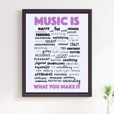 Music Is What You Make It-Inspirational Word Art Wall Sign-11 x 14" Motivational Poster Print-Ready to Frame. Perfect Home-Office-Studio-Dorm-Classroom Decor. Great Gift for All Music Fans!