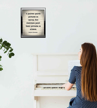 Leopold Stokowski-"Musicians Paint Pictures On Silence"-Inspirational Quotes Wall Art-8 x 10" Sheet Music Poster Print-Ready to Frame. Home-Office-Studio-Decor. Perfect Motivational Classroom Decor!