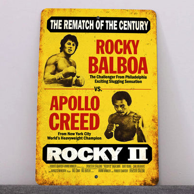 Rocky Balboa vs Apollo Creed Metal Signs Wall Art -Vintage Boxing Movie Sign -8 x 12 Inch Rustic Tin Sign for Home, Office, Bar, Man Cave Decor. Perfect Retro Metal Sign for the Gym! Classic Gifts!