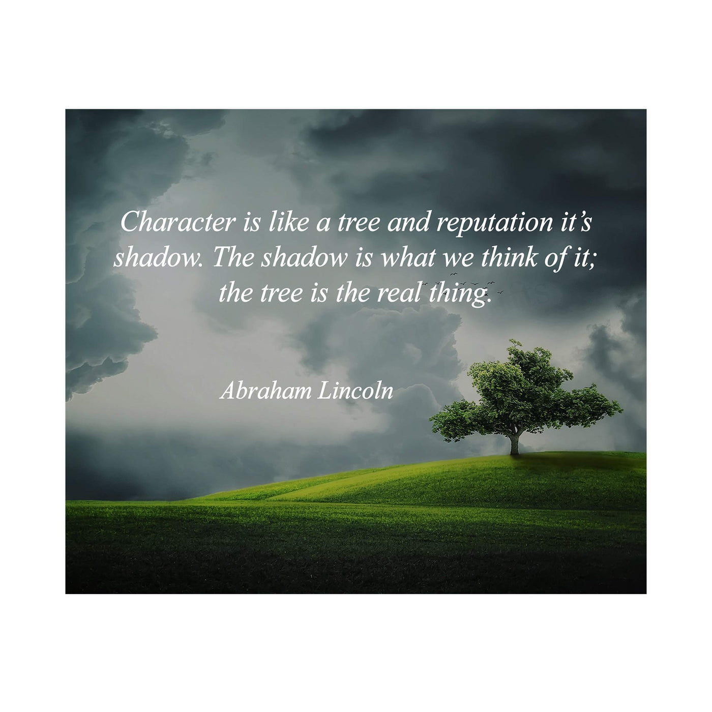 Abraham Lincoln Quotes-"Character Is Like a Tree"-Motivational Wall Art-8 x 10" Inspirational Typographic Photo Print-Ready to Frame. Home-Office-Cave-Patriotic Decor. Perfect Library-Classroom Sign!