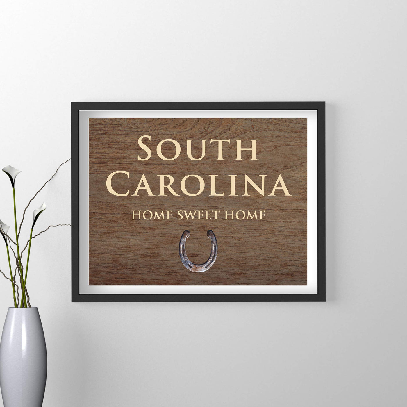 South Carolina-Home Sweet Home Inspirational Family Wall Art-10x8" Country Rustic State Print-Ready to Frame. Home-Office-Welcome-Farmhouse Decor. Great Housewarming Gift! Printed on Photo Paper.