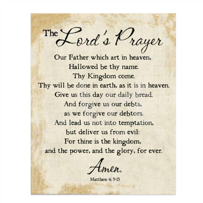 The Lord's Prayer-Tan-Matthew 6: 9-13- Tan Parchment Print- 8 x 10" Wall Art- Ready to Frame. Traditional Script Design-Home D?cor, Kitchen D?cor- Christian Gifts. Inspirational Prayer For All.