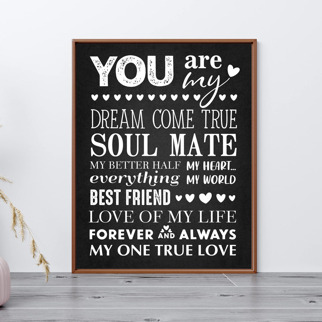 You Are My Dream Come True Love Quotes Wall Art Decor -11 x 14" Inspirational Love &amp; Marriage Poster Print-Ready to Frame. Romantic Gift for Spouse-Newlyweds. Perfect Wedding-Anniversary Present!