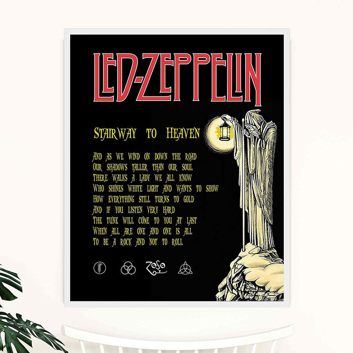 Led Zeppelin Band-"Stairway To Heaven" Song Lyrics Wall Art- 11 x 14"