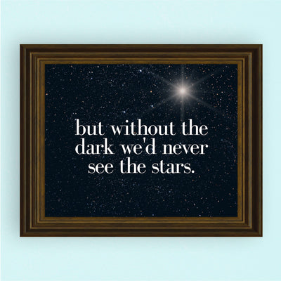 But Without the Dark We'd Never See the Stars Inspirational Quotes Wall Art -10x8" Starry Night Photo Print -Ready to Frame. Perfect Home-Office-Christian-School Decor. Great Sign for Inspiration!