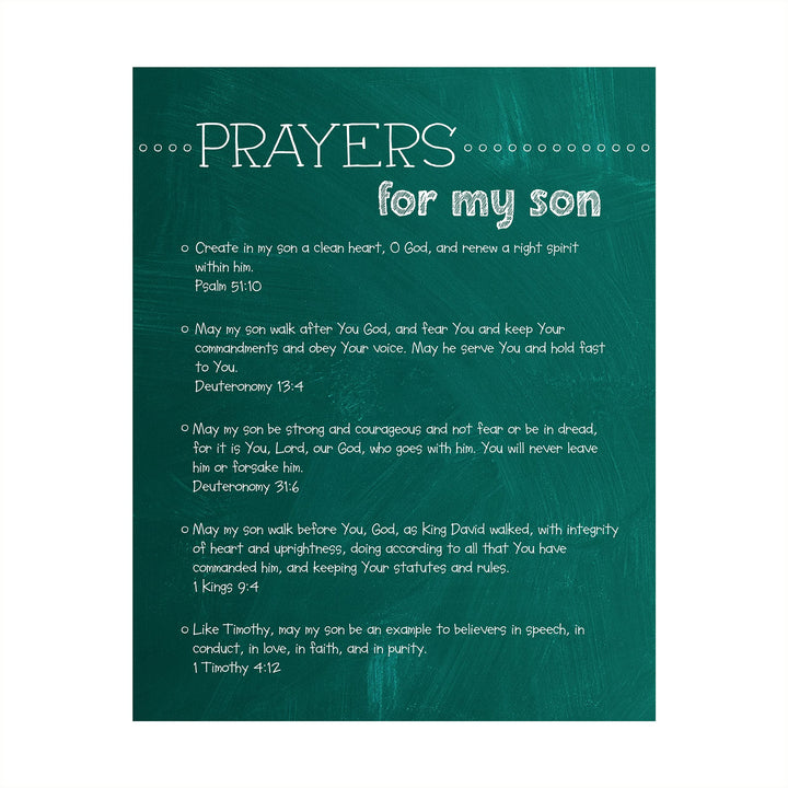 Prayers for My Son Bible Verse Wall Art -8 x 10" Christian Scripture Print-Ready to Frame. Inspirational Religious Decoration for Home-Family-Boys Bedroom-Nursery Decor. Perfect Baby Shower Gift!